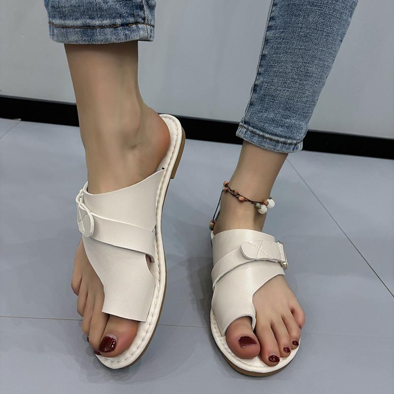 Мода Женские минималистичные сандалии-стринги 2024 Новая мода Плоские сандалии Летняя уличная пляжная обувь для отдыха