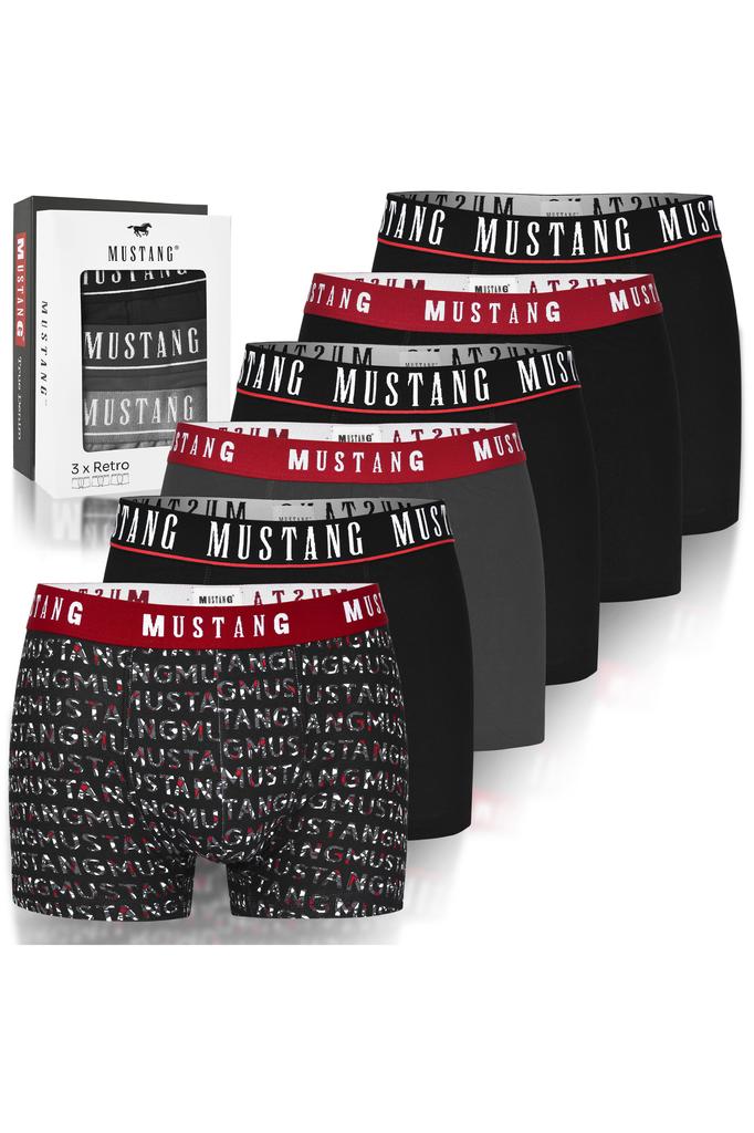 Men's Cotton Boxer Shorts - Mustang - 6-Pack, Model Bm457