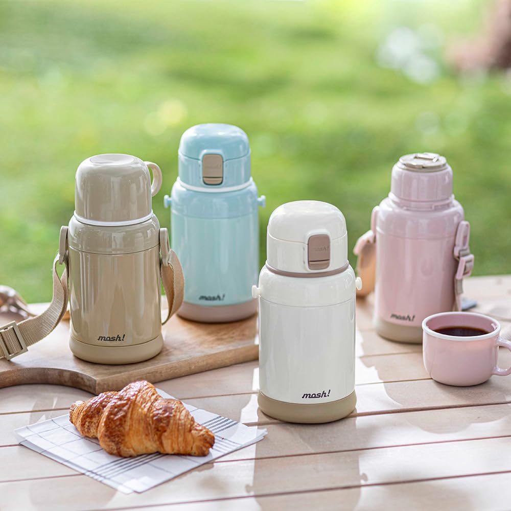 Бутылка для воды для вакуумного нагрева и нагрева холодного латте для детей, 600 мл, мокко, дошиша, мош! (Мош) Детский, 2-сторонний Питьевой, Питьевой, Легкий, Изолированный,