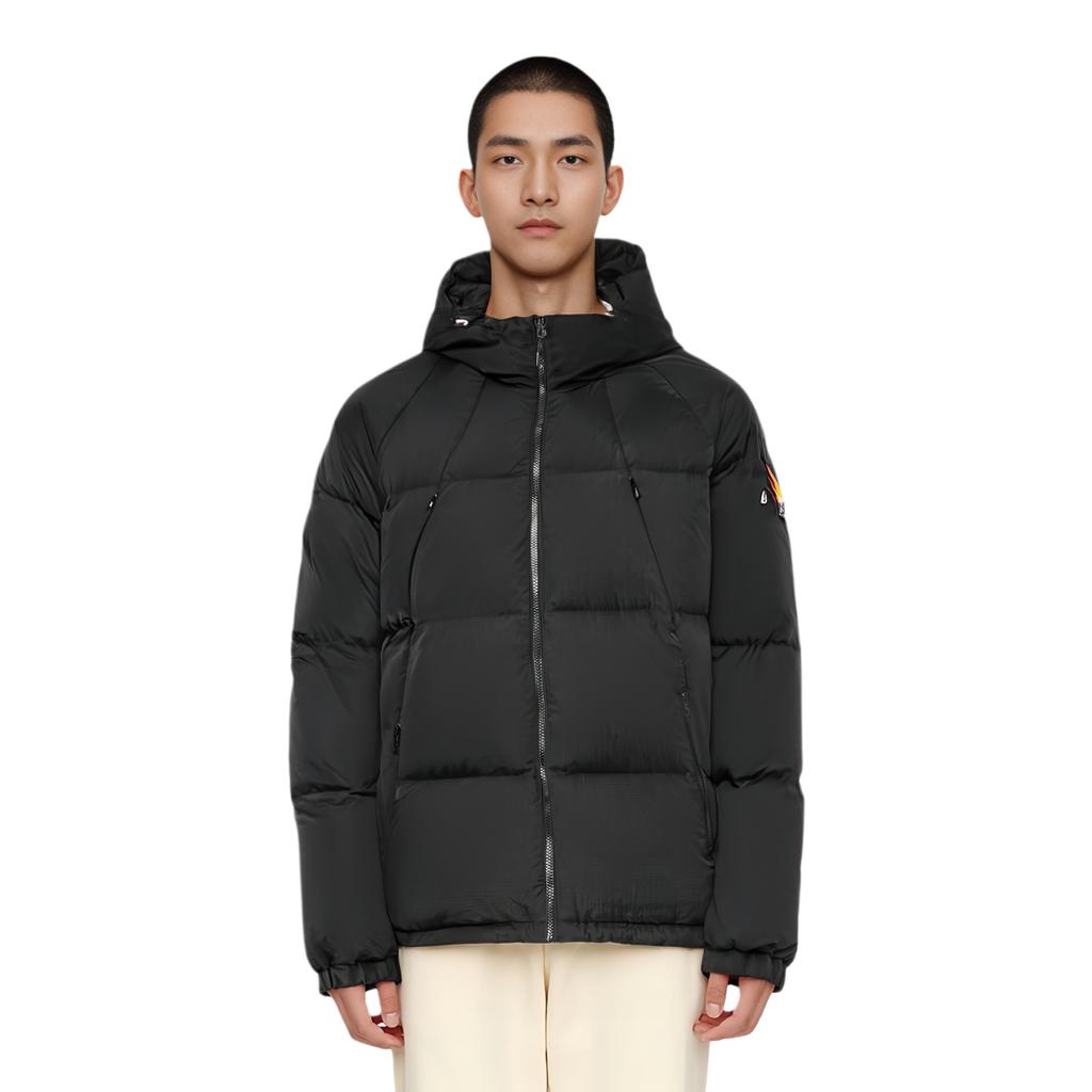 Li Ning Plain Stand Collar Loose Short Down Jacket Men Outerwear Black AYMT171-1