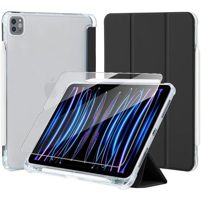 Case + Tempered Glass - iPad Pro 11 Inches - Reinforced Silicone - Shock Protection - Stylus Holder - Black