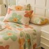 " Cotton Thickened Bed Sheet Plant Flowers Printed Single Double Top King Sheets Pure Cotton Single Size Kids Bed Linen "