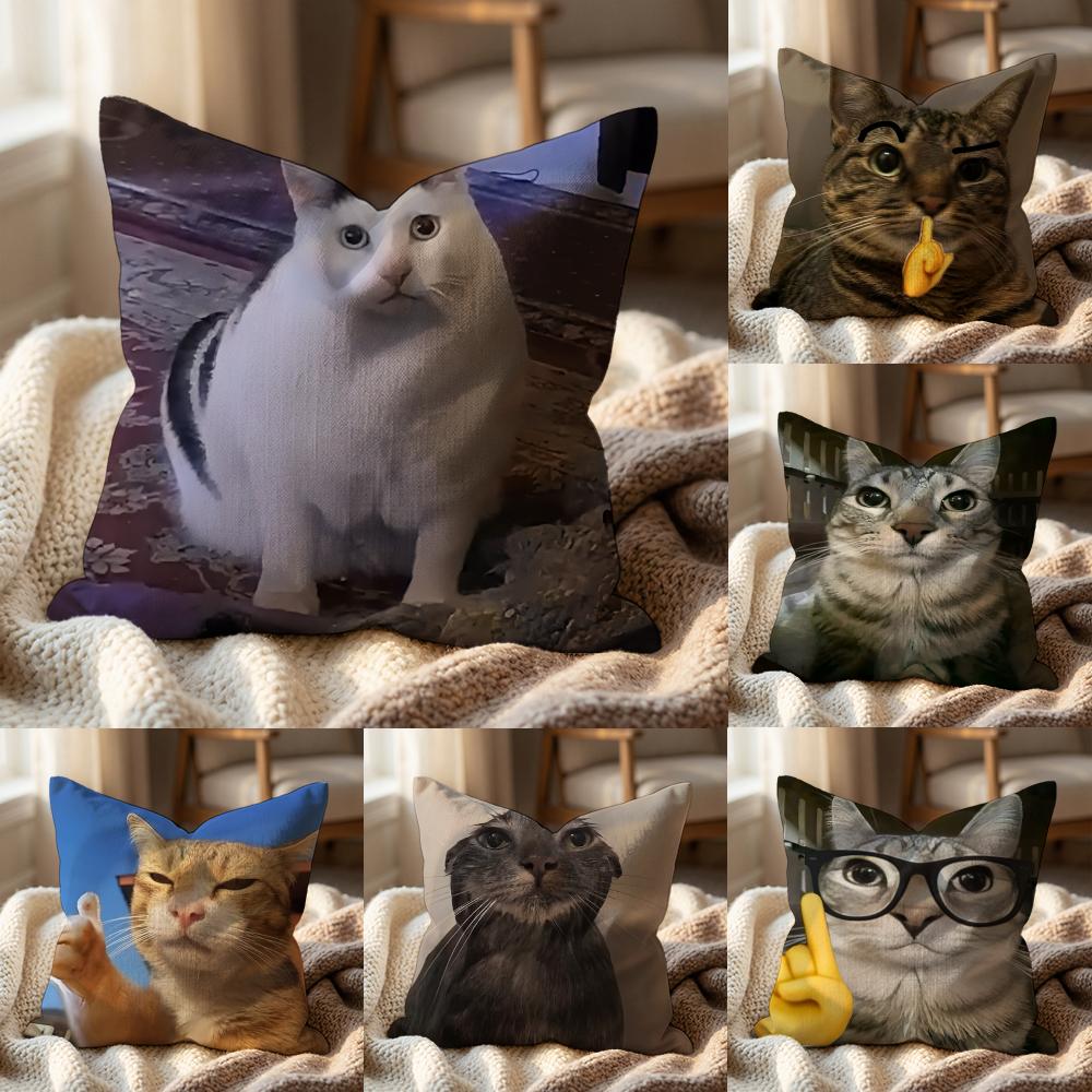 Смешные мем-подушки с кошками, чехол на подушку для разных помещений, для дома и автомобиля - Двусторонний, Мягкий и прочный для ежедневного использования