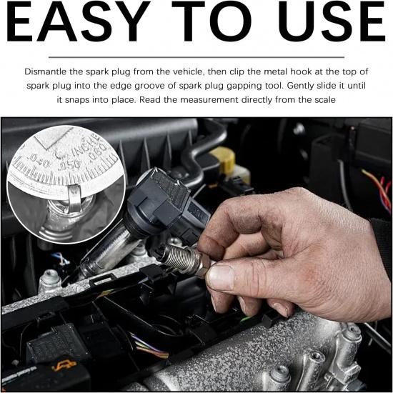 Car Spark Plug Gap Tool,Metric & Inch Spark Plug Gapping Tool for Quick Measurement (0.020-0.100 Inch & 0.6-2.4mm),Universal Sparks Plugs Gapper
