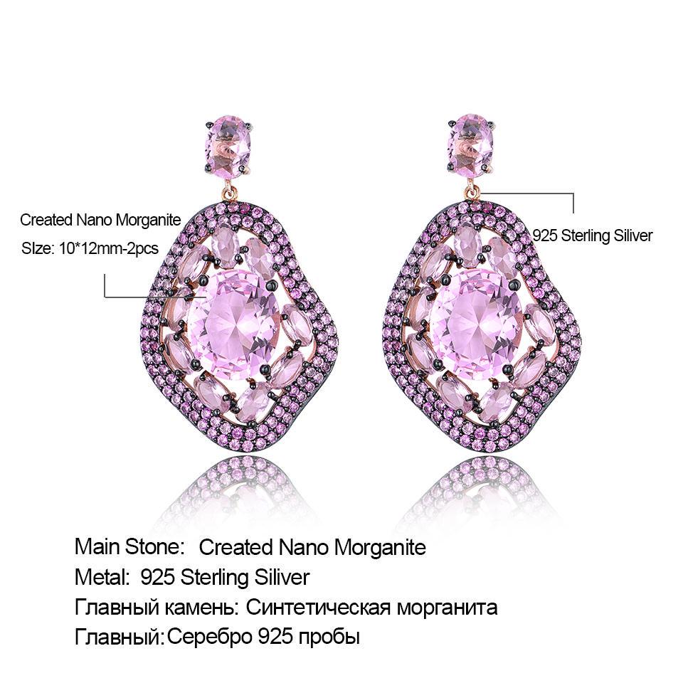 Umcho Серьги-капли Created Nano Pink Morganite, роскошные серьги из стерлингового серебра 925 пробы
