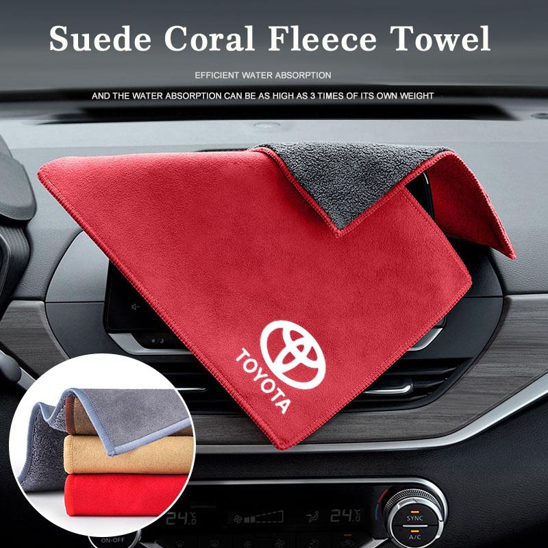 Suede Car Wash Towel Microfiber Cleaning Rag Cloth For Toyota Crown Gazoo Racing Alphard TRD Corolla Yaris Chr Auris Camry Rav4