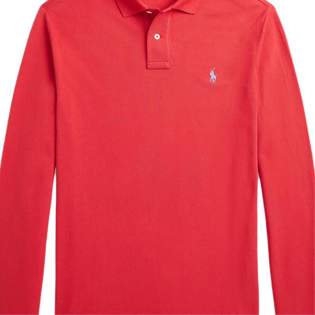 Polo Ralph Lauren Custom Slim Fit Хлопковое пике Поло с длинным рукавом Мужские топы Красный MNPOKNI16824140-600