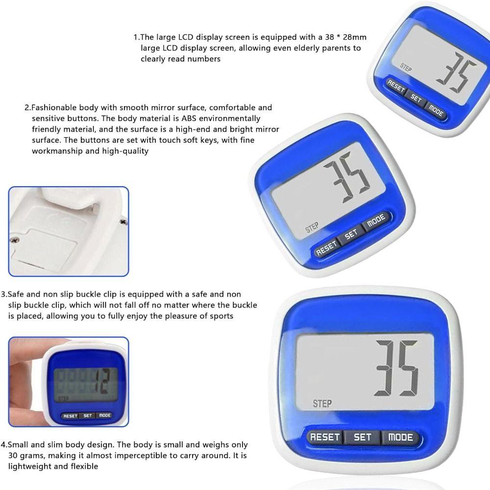 ABS 3D Tri-Axiis Pedometer with Clip Sports Pedometer Portable Walking 3D Pedometer Unisex