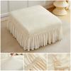 Jacquard Square Ottoman Stool Cover with Skirt Footrest Cover All-inclusive All-season Footrest Slipcover for Living Room Decor