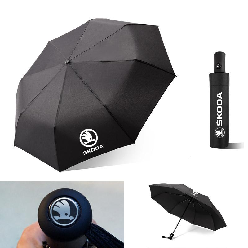 dclaq2 Portable Folding Automatic Umbrella Rain Car Large Business 3Folding Umbrellas For Skoda Octavia MK2 MK 2 3 Fabia Karoq Superb