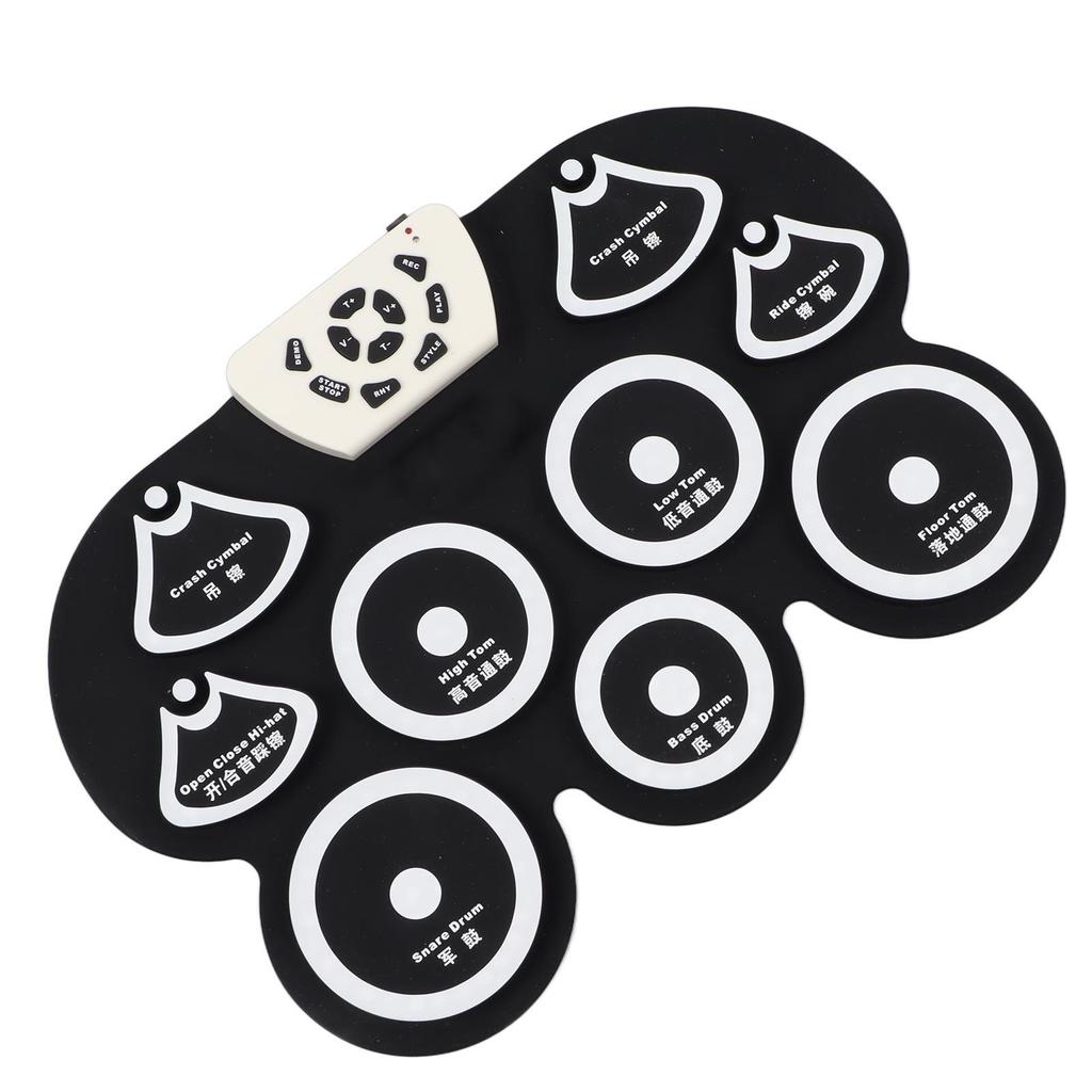Детская электронная барабанная установка, водонепроницаемый мягкий силиконовый рулонный барабанный коврик с педалью