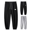 Men Spring Fall Pants with Side Pockets Drawstring Elastic Waist Plus Size Ankle-banded Thin Slacks Solid Color Loose Street Style Sport Trousers