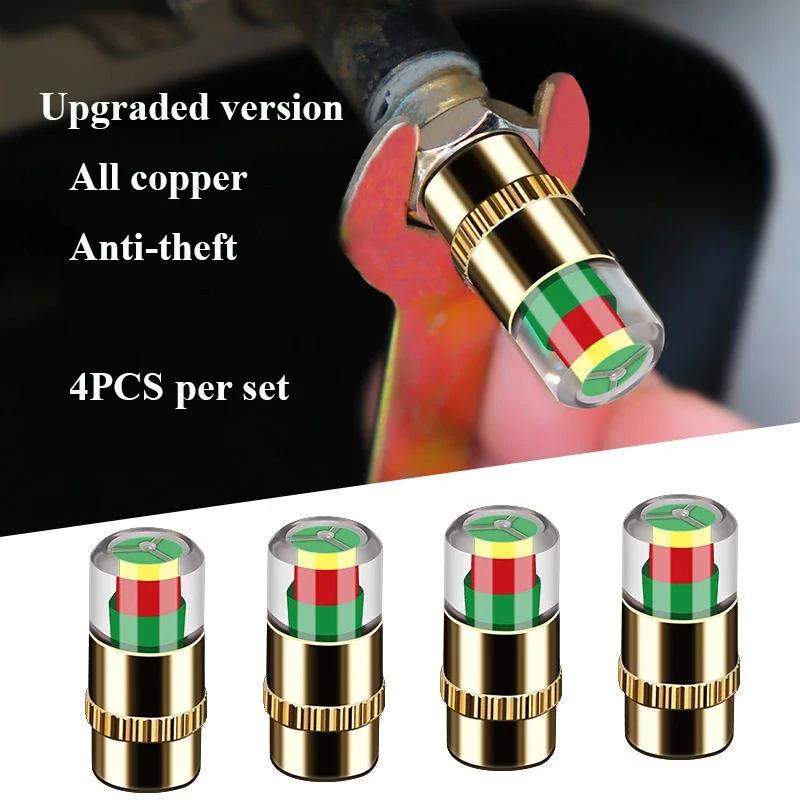 4/2PCS Motorcycle Car Tire Pressure Monitor Valve Cap Sensor Indicator Eye Alert Auto Tire Pressure Inspection Tool Tire Valve