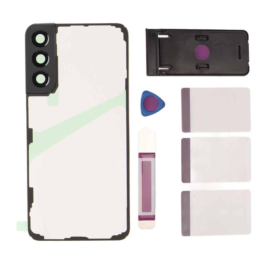 Back Glass Cover Transparent Black Frame with Cell Phone Stand Back Cover Housing Door for Galaxy