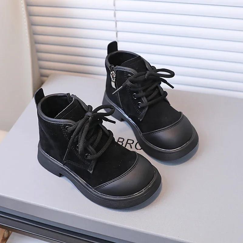 Классические женские ботильоны, универсальные лоскутные зимние ботинки для детей, модные, теплые, нескользящие, детские повседневные хлопковые ботинки, новинка