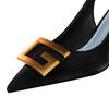 Bigtree European and American Style Banquet Women's Shoes Fine Heel 7cm High Heel Pointed Hollow Metal Square Buckle Single Shoes