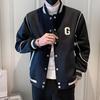 Мужская бейсбольная куртка с длинным рукавом, однобортная куртка с принтом букв, бейсбольный воротник, верхняя одежда для занятий спортом на открытом воздухе