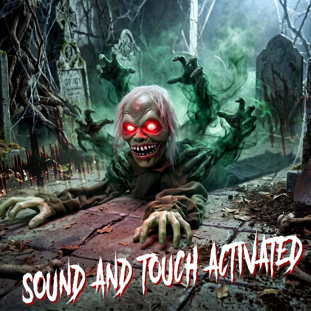Halloween Decoration Halloween Animatronic Crawling Zombie With Light Up Eyes And Creepy Sound