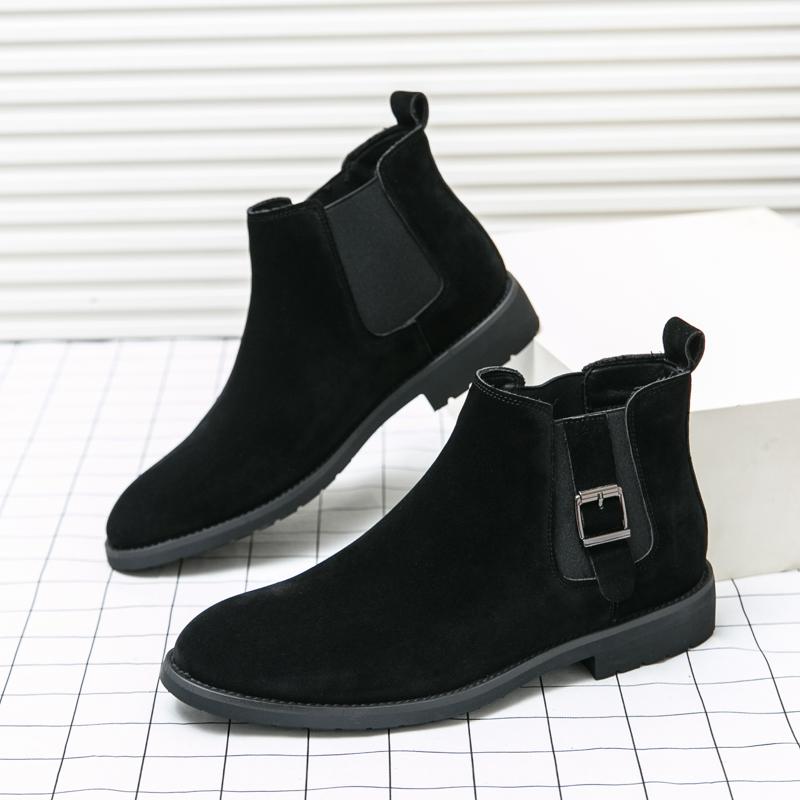 Fashion Casual British Style Short Boots Side Zipper Mens High-Top Shoes Classic Retro Genuine Leather Male Chelsea Ankle Boots