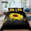 Пододеяльник с изображением подсолнуха, комплект постельного белья Queen, комплект постельного белья с изображением коровы, черно-белый абстрактный комплект постельного белья с изображением листьев растений, полиэстеровый пододеяльник