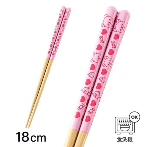 Asahi Koyo Rilakkuma Chopsticks, 18cm, Pink, Dishwasher Safe, AHC16-3, 1 Pair
