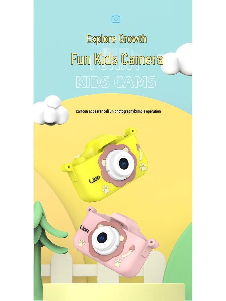 Children's Dual Lens Cartoon Digital Camera with Selfie, Video, Game, and Music Features