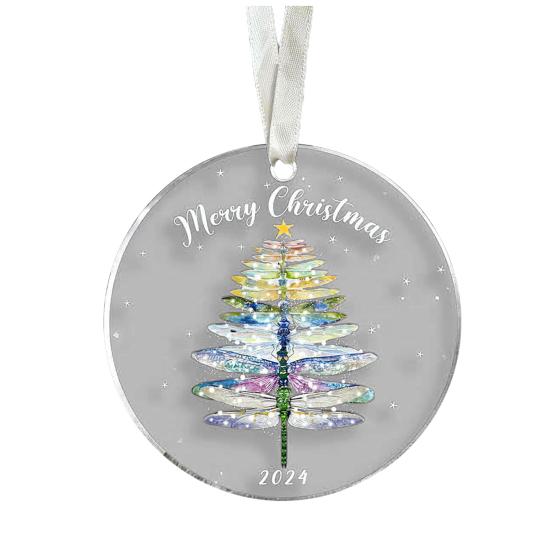 Animal Christmas Ornament 2D Flat Acrylic Ornament Cartoon Santa Hat Animal Hanging Decoration for Christmas Tree Mantel