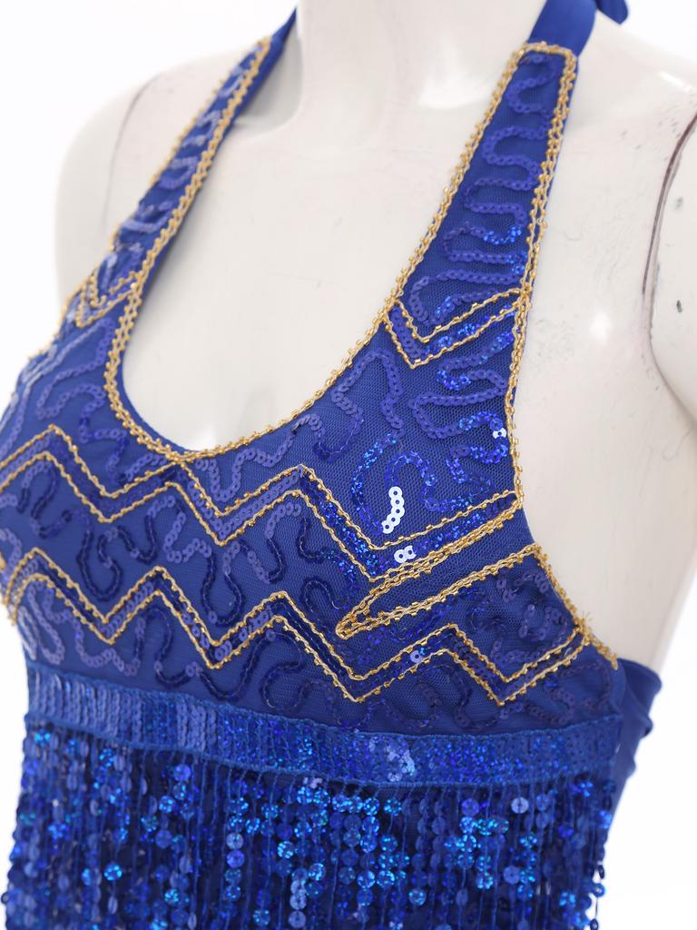 Womens Sleeveless Halter Top Sequins Tassel Fringe Crop Bra Dance Wear