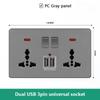 18W Type-C Plug Quick Charging Universal 5-pin Dual Power Socket,UK Standard 13A Wall Socket with DC 5V 3.1A Type-c USB Charger