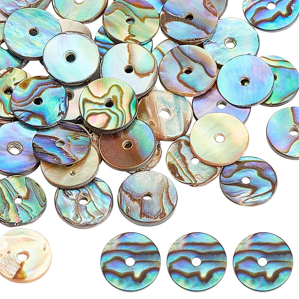Natural Paua Shell/Abalone Shell Beads Disc/Flat Round Heishi Beads Colorful 10x1mm Hole: 1mm about 40pcs/box