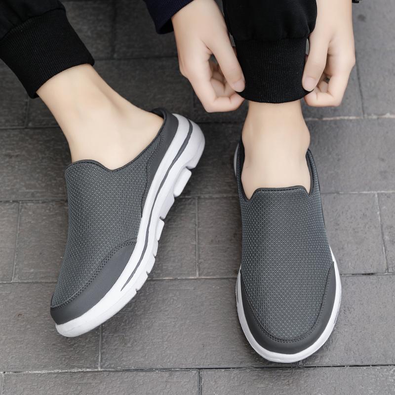 Men/Women's Interior Slippers Men's Half Slippers Summer Mesh Meter-breathable Men's Black Slippers