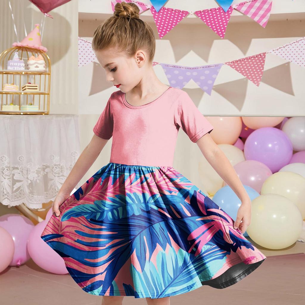 Летнее платье для девочек, платье для малышей, однотонное повседневное платье-футболка с коротким рукавом А-силуэта