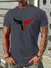 2024 New Summer Daily Casual Men's T-shirt Outdoor Street Men Fashion Short-sleeved Top 3D Bull Head Print Men's T-shirt