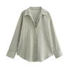 Spring Autumn Women's Striped Collar Shirts Long Sleeve Button-up Loose Female Blouses Tops