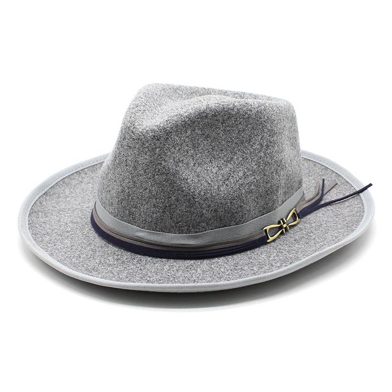 Wool Felt Jazz Hat Men'S Vintage British Wool Gift Hat Hemmed Felt Hat