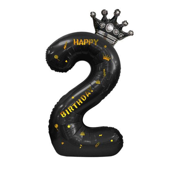 40-дюймовые большие черные воздушные шары с цифрами в виде короны и надувной соломой, товары для детского душа, свадьбы, дня рождения, вечеринки