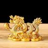 2024 Chinese Zodiac Dragon Statue Model Year of The Dragon Figurine Resin Craft Ornament Attract Wealth & Good Luck Golden/Bronze Dragon Sculpture
