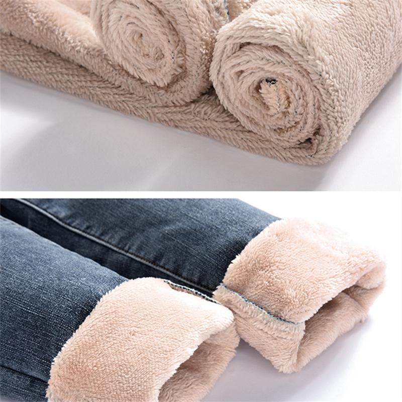 Осень-зима модные женские винтажные джинсы Харадзюку флисовые джинсы с высокой талией повседневные утолщенные теплые эластичные тонкие узкие джинсы уличная одежда