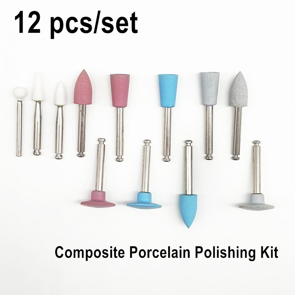Набор из 9 шт./10 шт./12 шт., набор для полировки стоматологических композитов, фарфоровый полировщик для полировки зубов, полировка металлической коронки для низкоскоростного наконечника