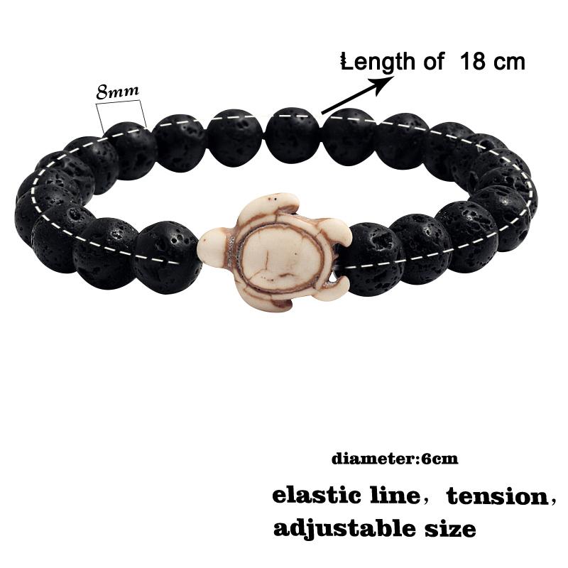 Summer Sea Turtle Bracelets Charm Tortoise Bracelets Men 8mm Natural Stone Round Beads Elasticity Party For Women Bangle Jewelry