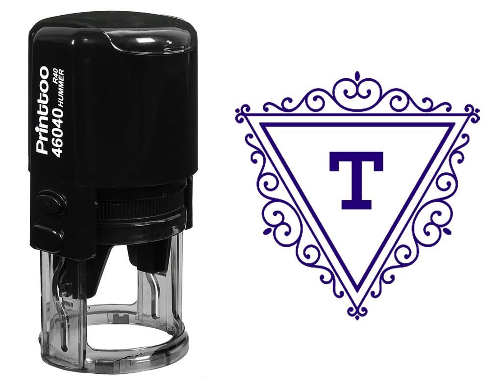 Printtoo Офисные канцелярские товары Самостоятельная краска Trinagle Swirl Border T Alphabet Monogram Initial R-40 Rubber