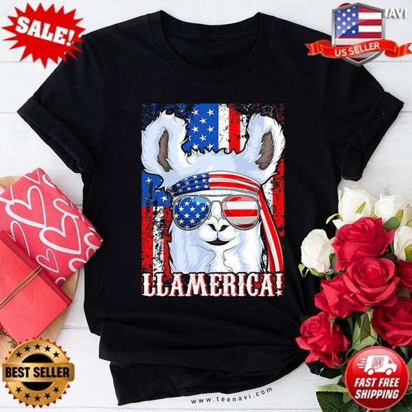 Funny Llama USA Flag Llamerica T-Shirt S-5XL
