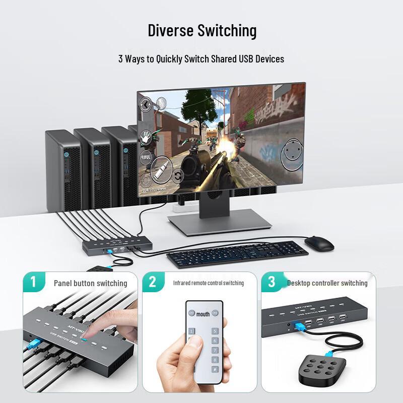 MT-viki 8-портовый USB KVM-переключатель на 4 устройства