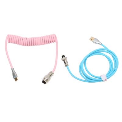 Спиральный кабель для клавиатуры Type-C — USB, съемный спиральный кабель с металлическим авиационным разъемом для механической клавиатуры.