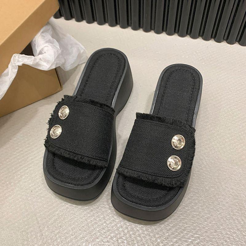 Women's Comfortable Sandals Women Slip On Wedge Sandals Sports Beach Walking Shoes Summer Fashion Denim Casual Slippers
