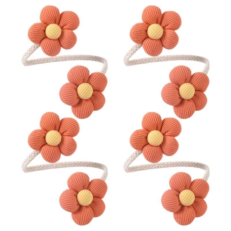 Colorful Flower Curtain Ties Clips Set of 4 Decorative Drapery Holders Holdbacks Metal Rope Tiebacks for Window Decors