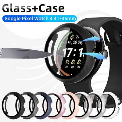 Стекло+Чехол для Google Pixel Watch 4 41мм 45мм Защитное стекло для экрана и Жесткий ПК Защитный бампер Чехол Аксессуары