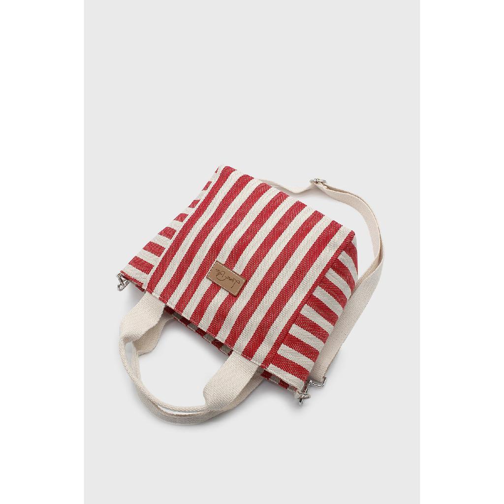 Women's Striped Mini Linen Tote Bag