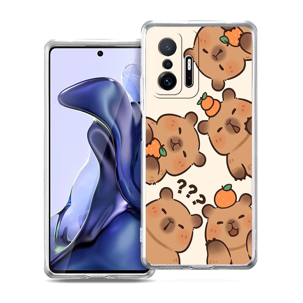 Мультяшный чехол для телефона с капибарой для Xiaomi Mi Poco F3 X3 X4 GT NFC M3 M4 11 Ultra 12 11X 11i Pro Lite 5G Мягкий прозрачный чехол