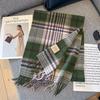 100% Wool Scarf For Women Men British Style Tartan Plaid Cashmere Scarves With Tassel Female Winter Warm Neck Scarf Shawl